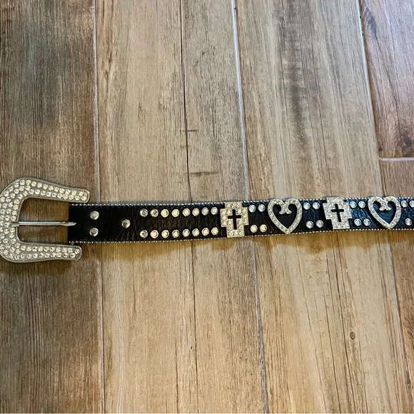 Black Belt with Heart and Cross Accents - Picture 2 of 3